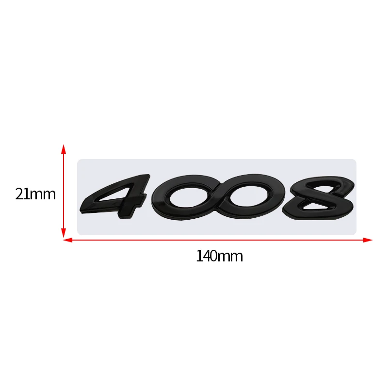 Emblema 4008 adhesivo para maletero compatible con Peugeot negro