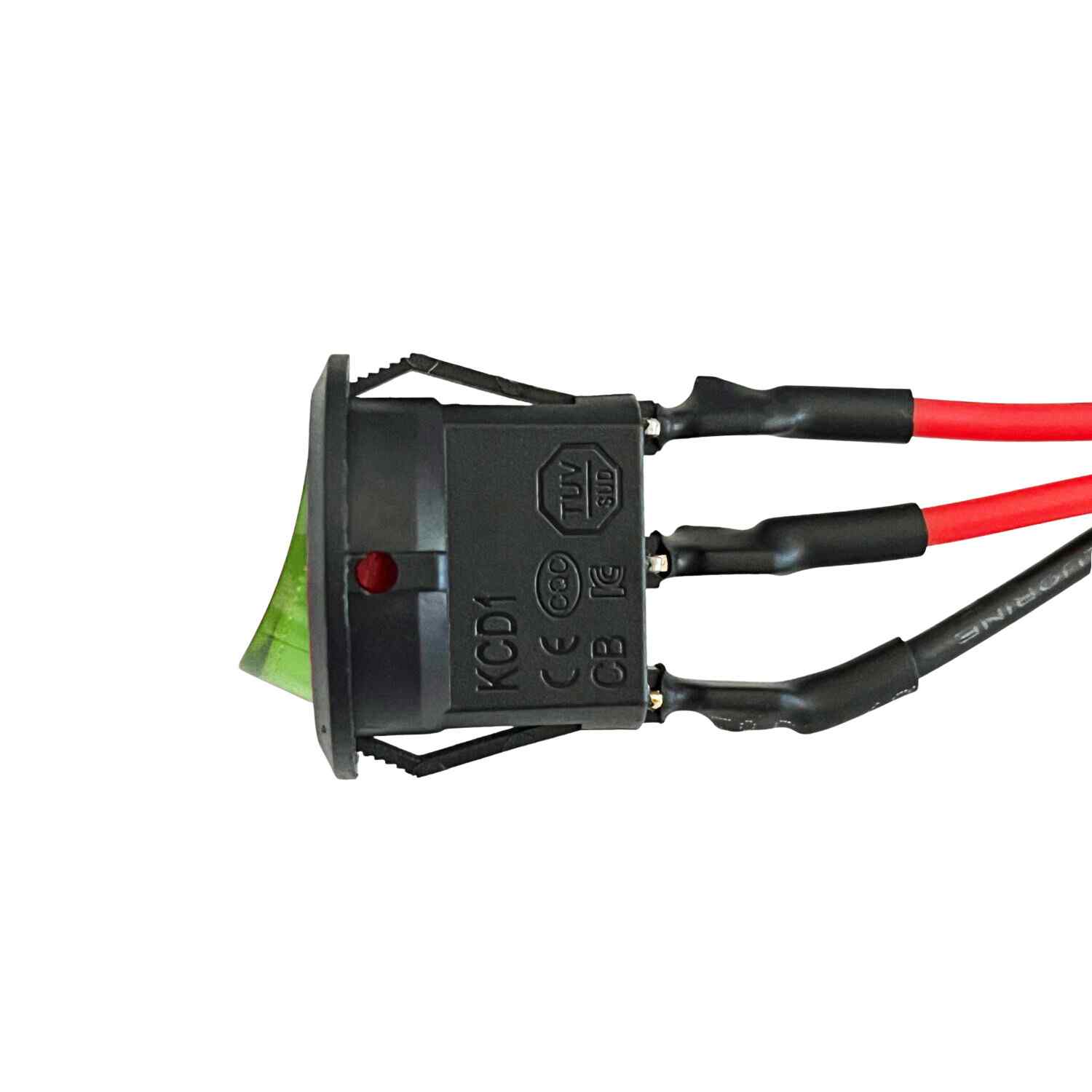 Interruptor redondo con cable basculante de 3 vias ON/OFF 20A 12V DC SPST verde