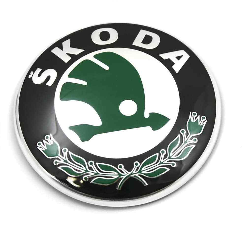 Emblema Para Capo O Trasero Compatible Con Skoda 90 Mm Verde