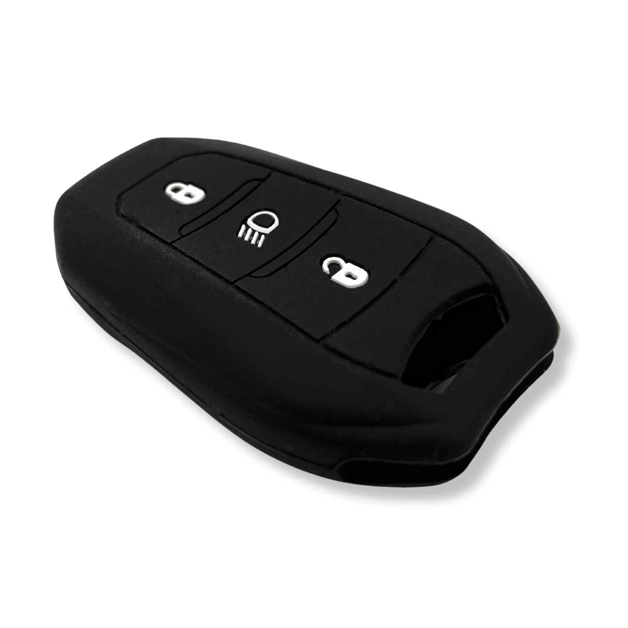 Funda silicona mando llave de coche 3 botones compatible con Peugeot negro