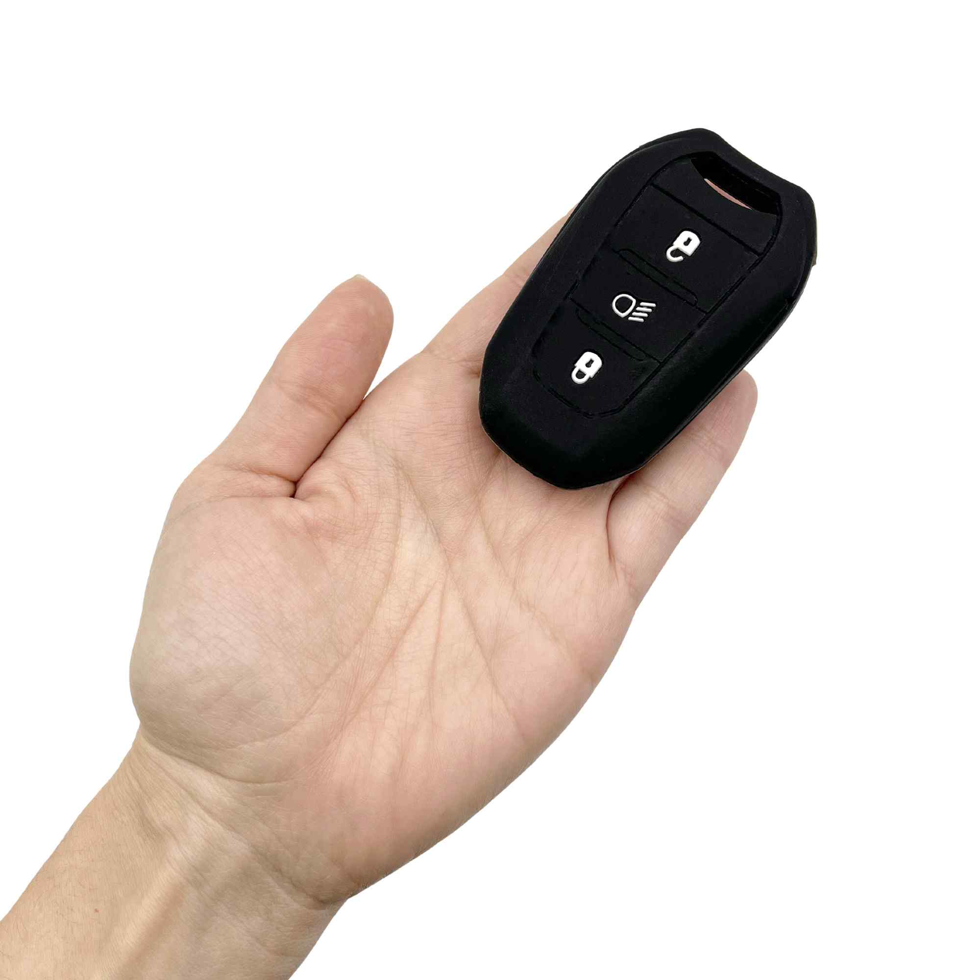 Funda silicona mando llave de coche 3 botones compatible con Peugeot negro