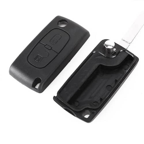 Carcasa mando llave de coche 2 botones compatible con citroen y peugeot  negro