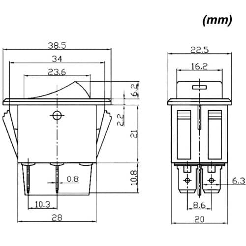 Interruptor basculante Luz Antiniebla DPST ON/OFF 4 pin 35A luz verde