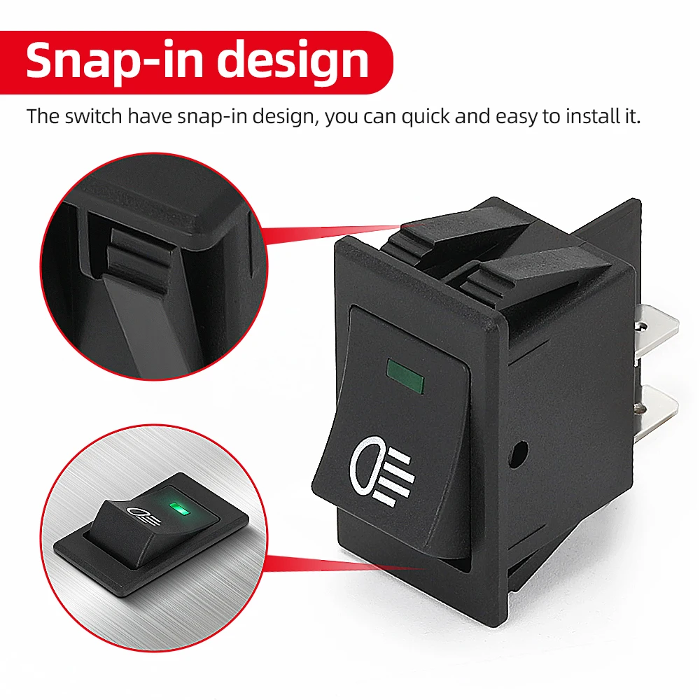 Interruptor basculante Luz Antiniebla DPST ON/OFF 4 pin 35A luz verde