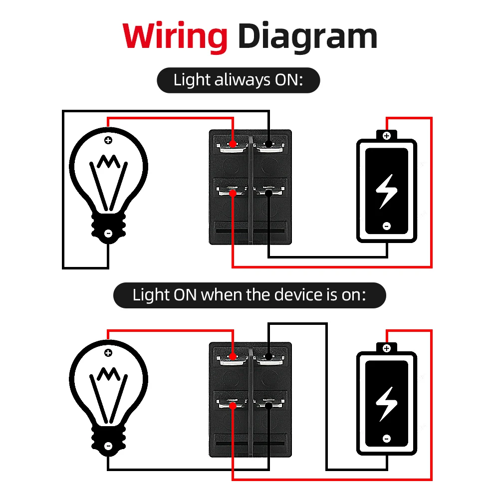 Interruptor basculante Luz Antiniebla DPST ON/OFF 4 pin 35A luz verde