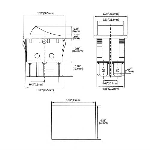 INTERRUPTOR BASCULANTE, ON-OFF-ON, INTEMPERIE c/ETIQUETAS